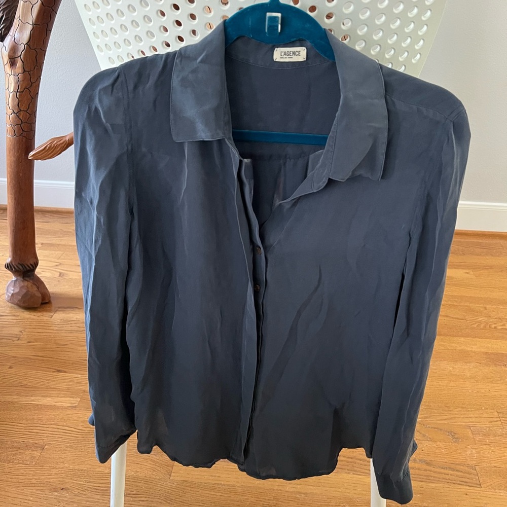 L’Agence Gray Button-Up Blouse